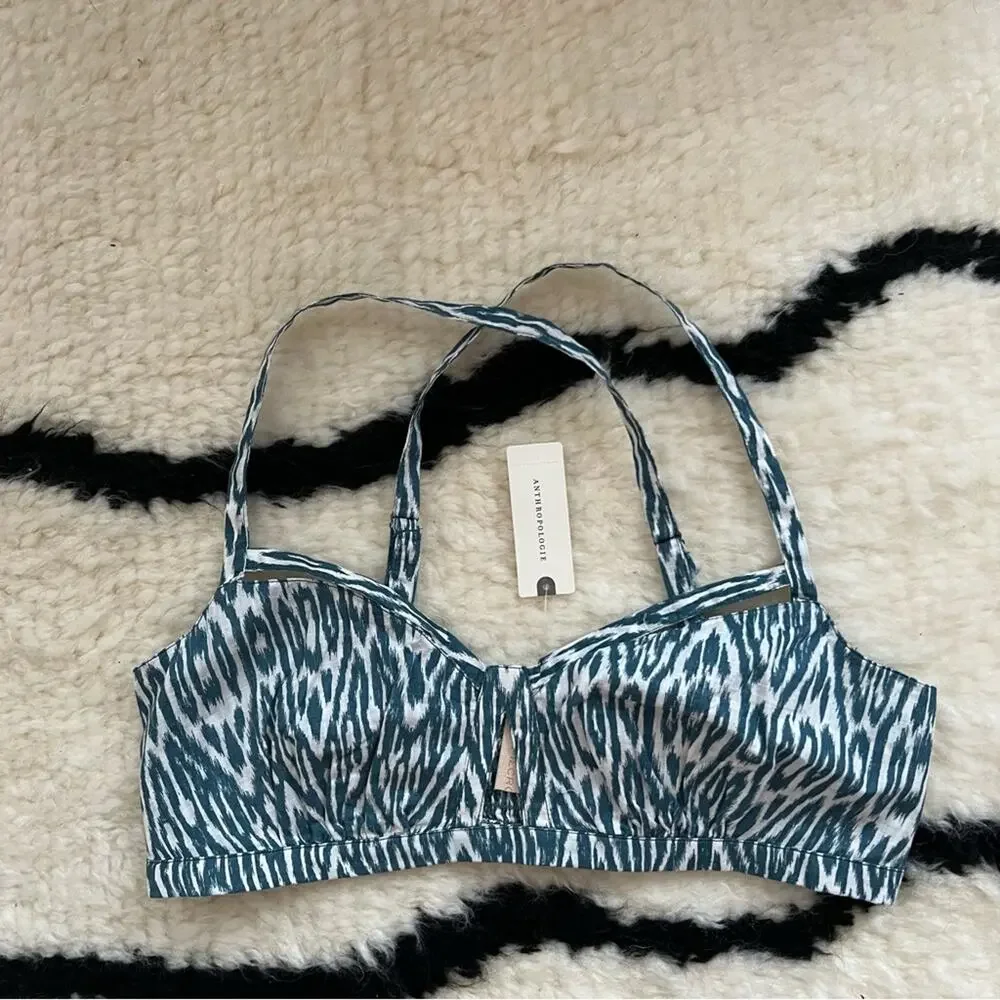 Anthropologie Pilcro Blue & White Printed Bra Top